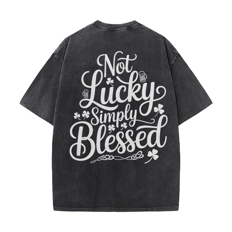 T-shirt unisexe délavé Christianartworkshop « Pas chanceux, simplement béni » Romains 4:7-8 - Noir - 5XL - image 16