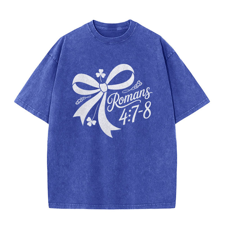 T-shirt unisexe délavé Christianartworkshop « Pas chanceux, simplement béni » Romains 4:7-8 - image 13