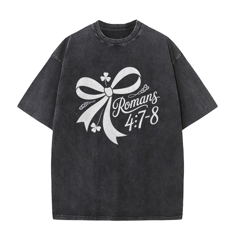 T-shirt unisexe délavé Christianartworkshop « Pas chanceux, simplement béni » Romains 4:7-8 - image 17