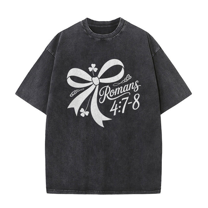 T-shirt unisexe délavé Christianartworkshop « Pas chanceux, simplement béni » Romains 4:7-8 - image 17