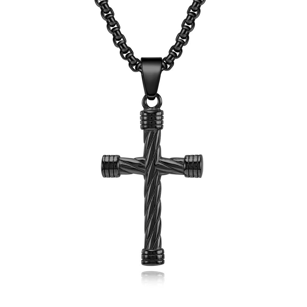Christianartworkshop Collier pendentif croix à texture torsadée : incarnez sa force éternelle - Noir - image 5