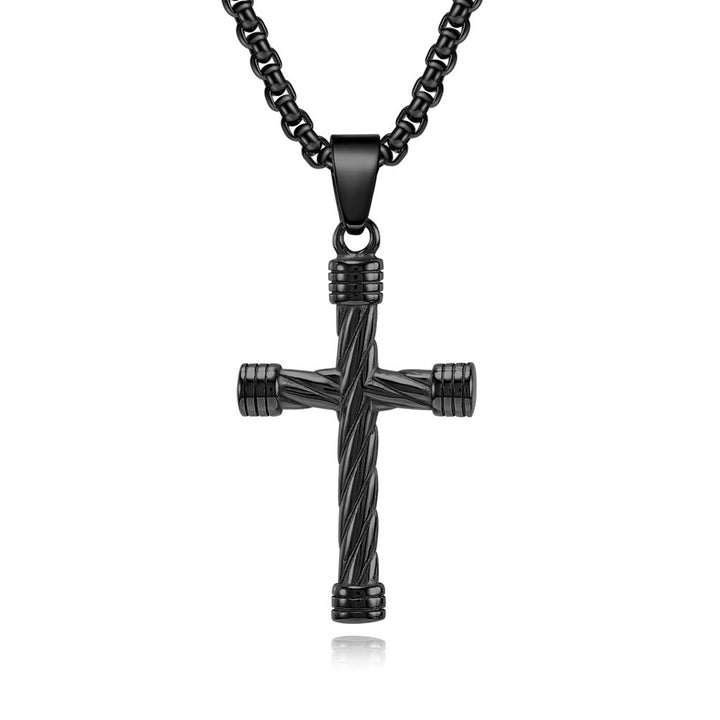 Christianartworkshop Collier pendentif croix à texture torsadée : incarnez sa force éternelle - Noir - image 5