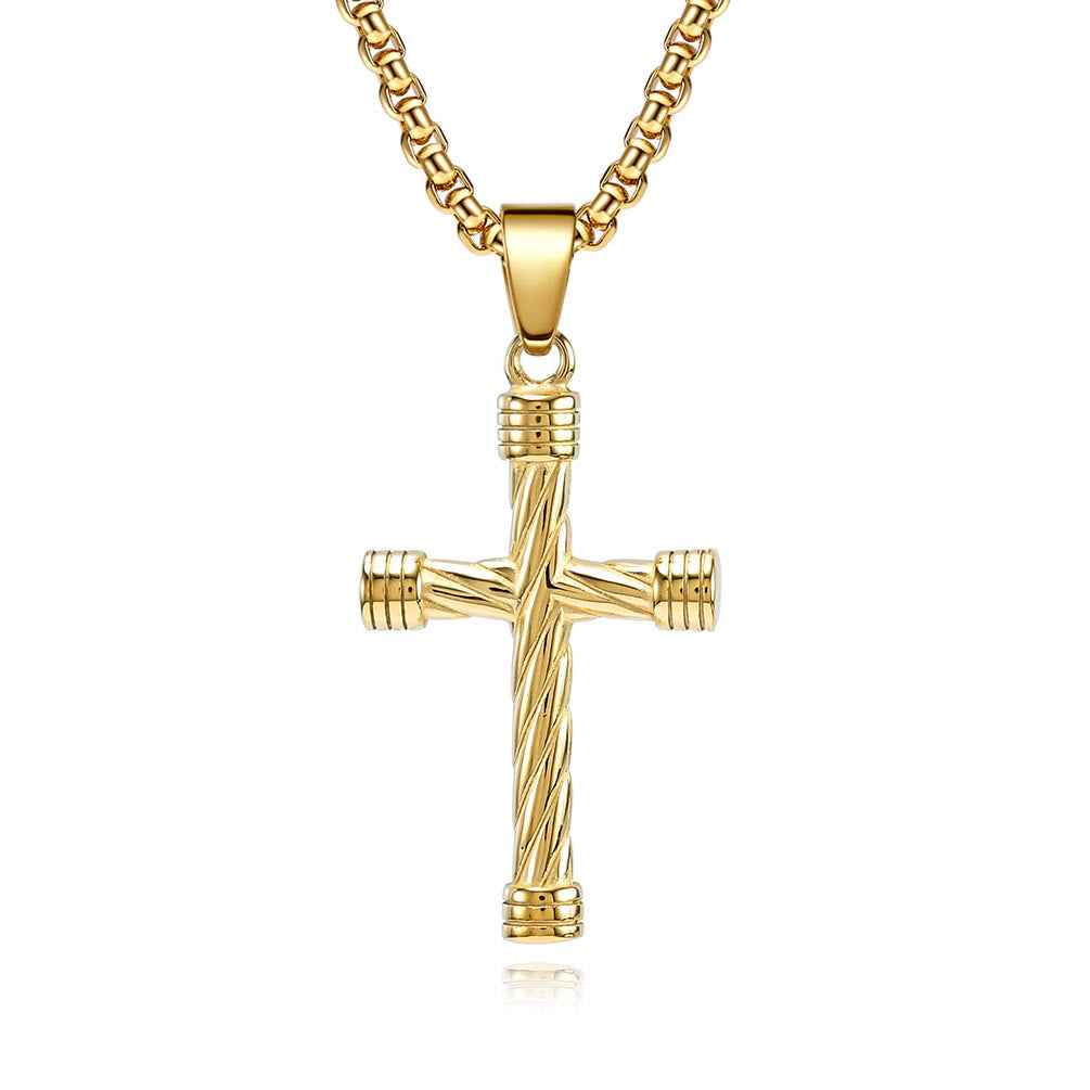 Christianartworkshop Collier pendentif croix à texture torsadée : incarnez sa force éternelle - Doré - image 4