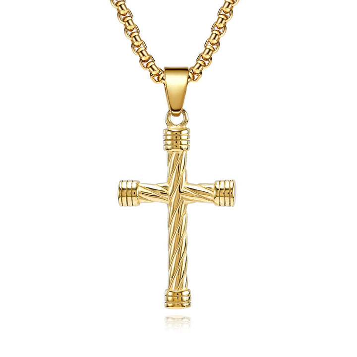 Christianartworkshop Collier pendentif croix à texture torsadée : incarnez sa force éternelle - Doré - image 4