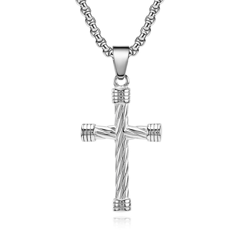 Christianartworkshop Collier pendentif croix à texture torsadée : incarnez sa force éternelle - Argent - image 3