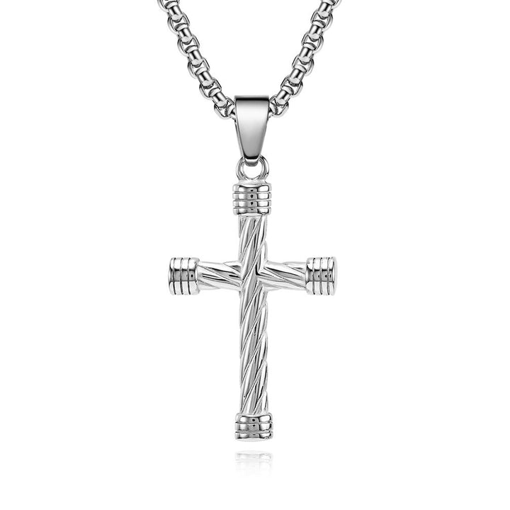 Christianartworkshop Collier pendentif croix à texture torsadée : incarnez sa force éternelle - Argent - image 3
