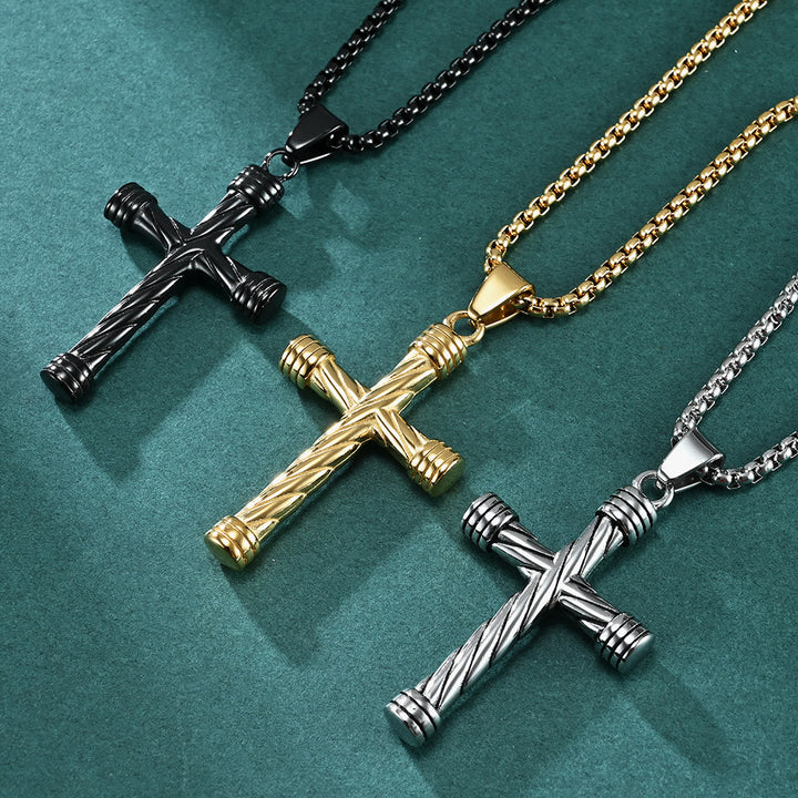 Christianartworkshop Collier pendentif croix à texture torsadée : incarnez sa force éternelle - image 0