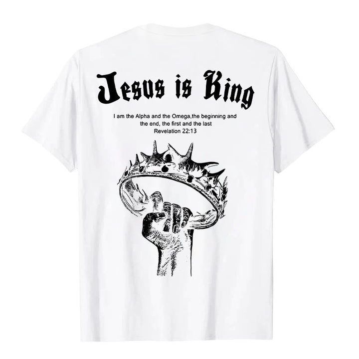 T-shirt « Jésus est roi » de Christianartworkshop - Blanc - 2XL - image 0
