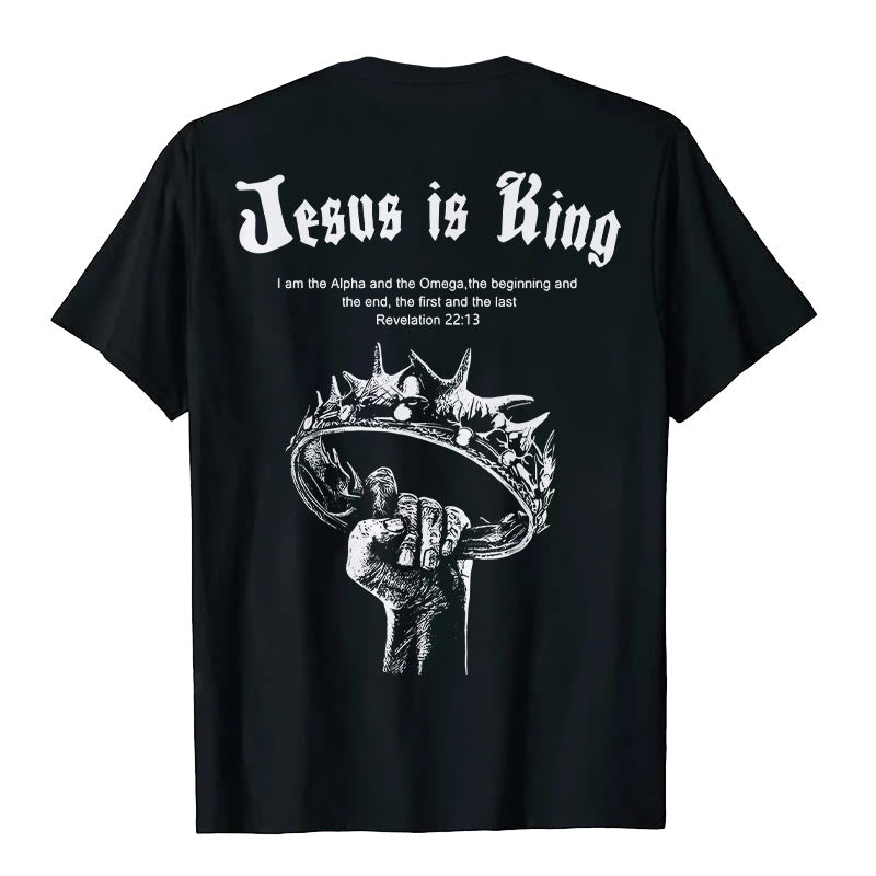 T-shirt « Jésus est roi » de Christianartworkshop - Noir - 2XL - image 1