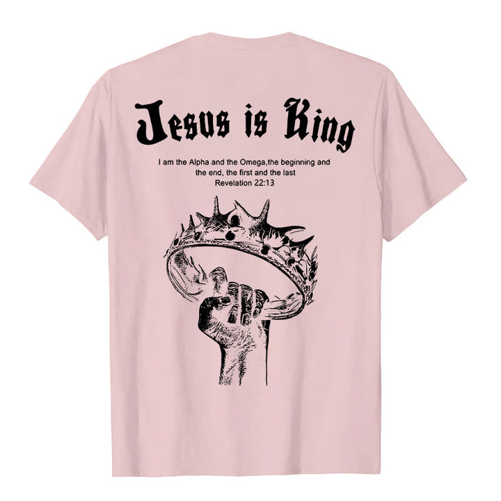 T-shirt « Jésus est roi » de Christianartworkshop - Rose - 2XL - image 4