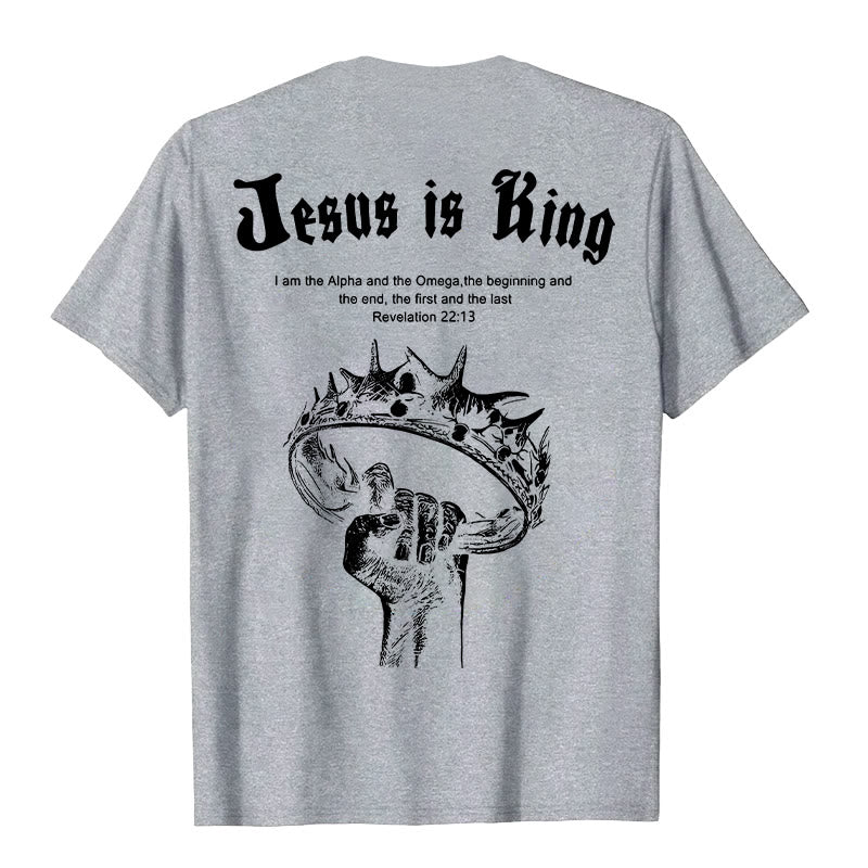 T-shirt « Jésus est roi » de Christianartworkshop - Gris - 2XL - image 8