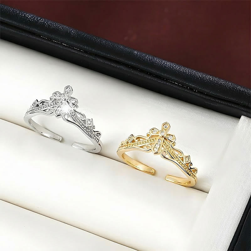 Bague croix-couronne style double poli Christianartworkshop : Portez Sa protection royale près de vous au quotidien - image 1