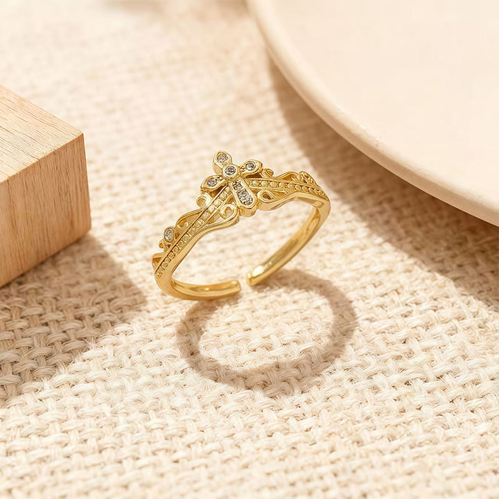 Bague croix-couronne style double poli Christianartworkshop : Portez Sa protection royale près de vous au quotidien - image 3