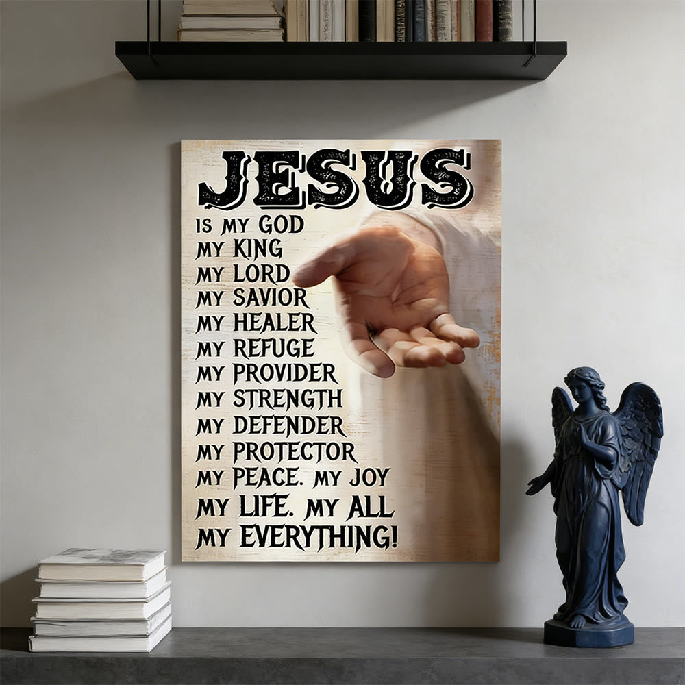 Christianartworkshop Affiche murale « La main tendue de Jésus » : Un rappel quotidien de son amour et de sa bienveillance - 11,81 po × 15,75 po × 0,71 po / 30 × 40 × 1,8 cm - Tableau sur toile encadré - image 0