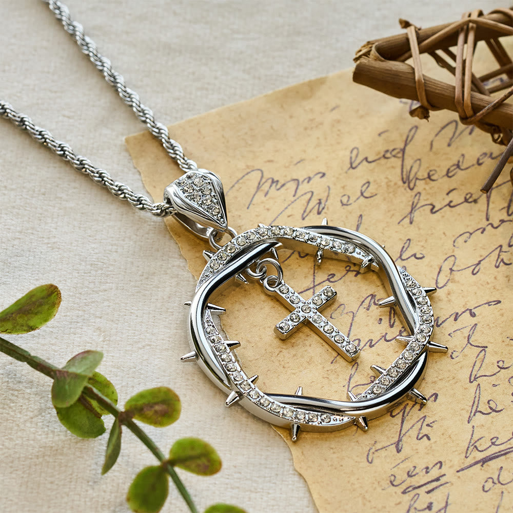 Pendentif Couronne d'épines et Croix de Christianartworkshop : Un rappel de foi et de grâce à porter au quotidien - Argent - image 10