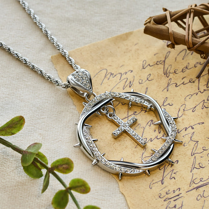 Pendentif Couronne d'épines et Croix de Christianartworkshop : Un rappel de foi et de grâce à porter au quotidien - Argent - image 10