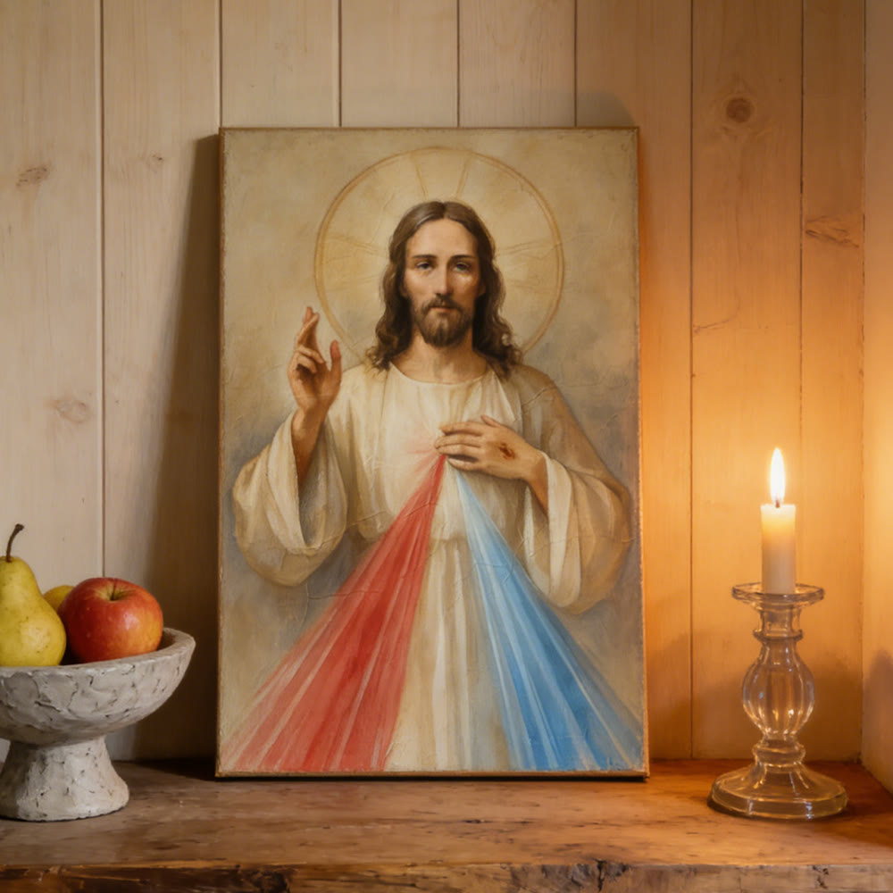 Christianartworkshop Affiche murale « La Miséricorde Divine » de Jésus : Rayons de compassion et de paix pour votre sanctuaire domestique - image 3