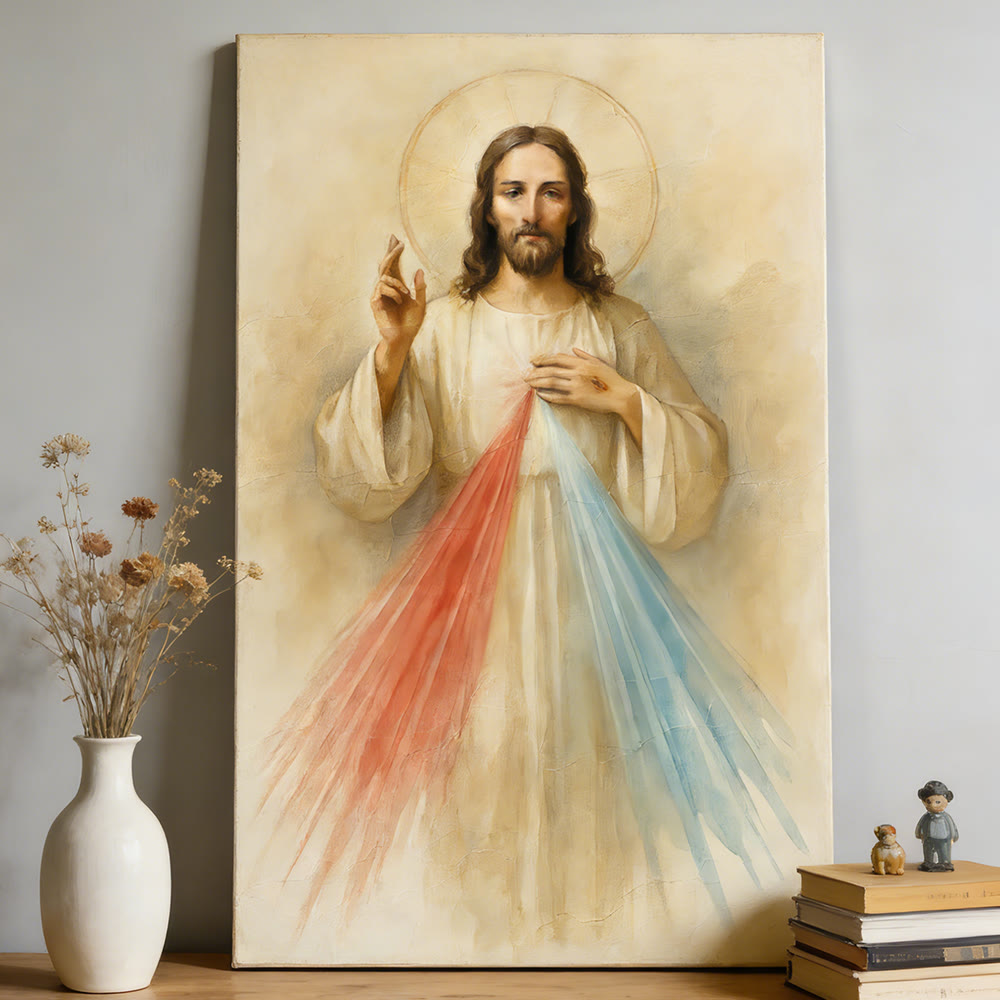Christianartworkshop Affiche murale « La Miséricorde Divine » de Jésus : Rayons de compassion et de paix pour votre sanctuaire domestique - image 1