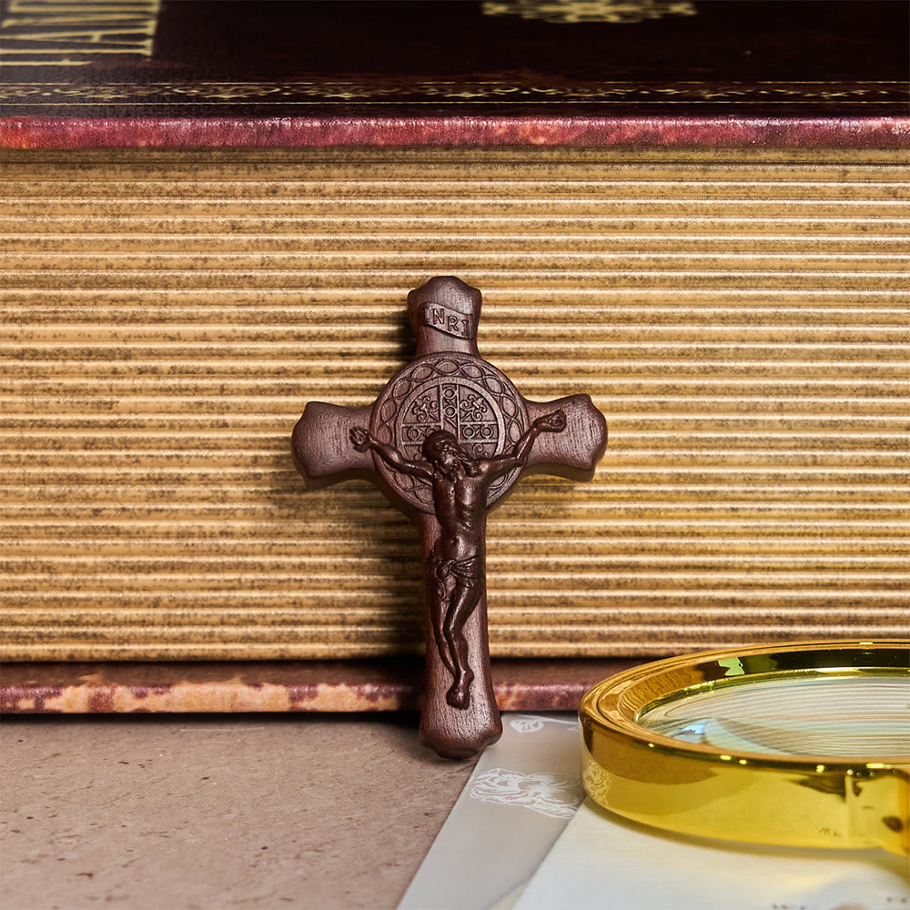 Christianartworkshop Croix de poche en bois de tisserin sculptée à la main : un rappel tangible de l’amour rédempteur de Jésus - Sombre - image 4