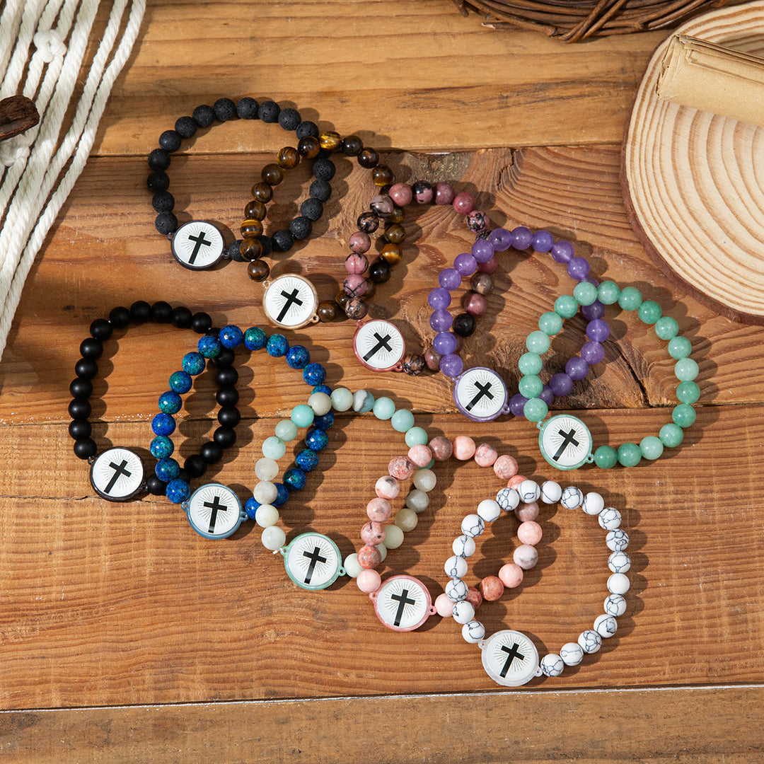 Bracelet en pierre naturelle avec verset biblique connecté NFC de Christianartworkshop : Touchez pour recevoir chaque jour la parole de Jésus - image 0