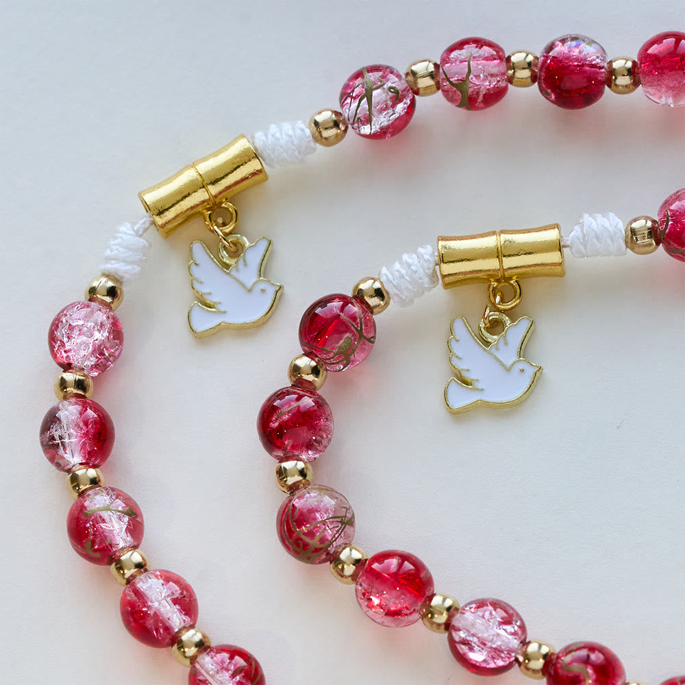 Christianartworkshop Chapelet de Notre-Dame avec colombe du Saint-Esprit et perles de verre rouge : incarne l’amour sacré et une dévotion vibrante - image 6