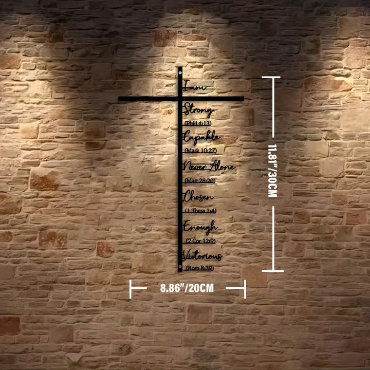 Décoration murale en métal Croix avec verset biblique, Christianartworkshop : Rappel quotidien de la foi - Noir - 8,86''*11,81''*0,04''/20cm*30cm*0,1cm - image 2