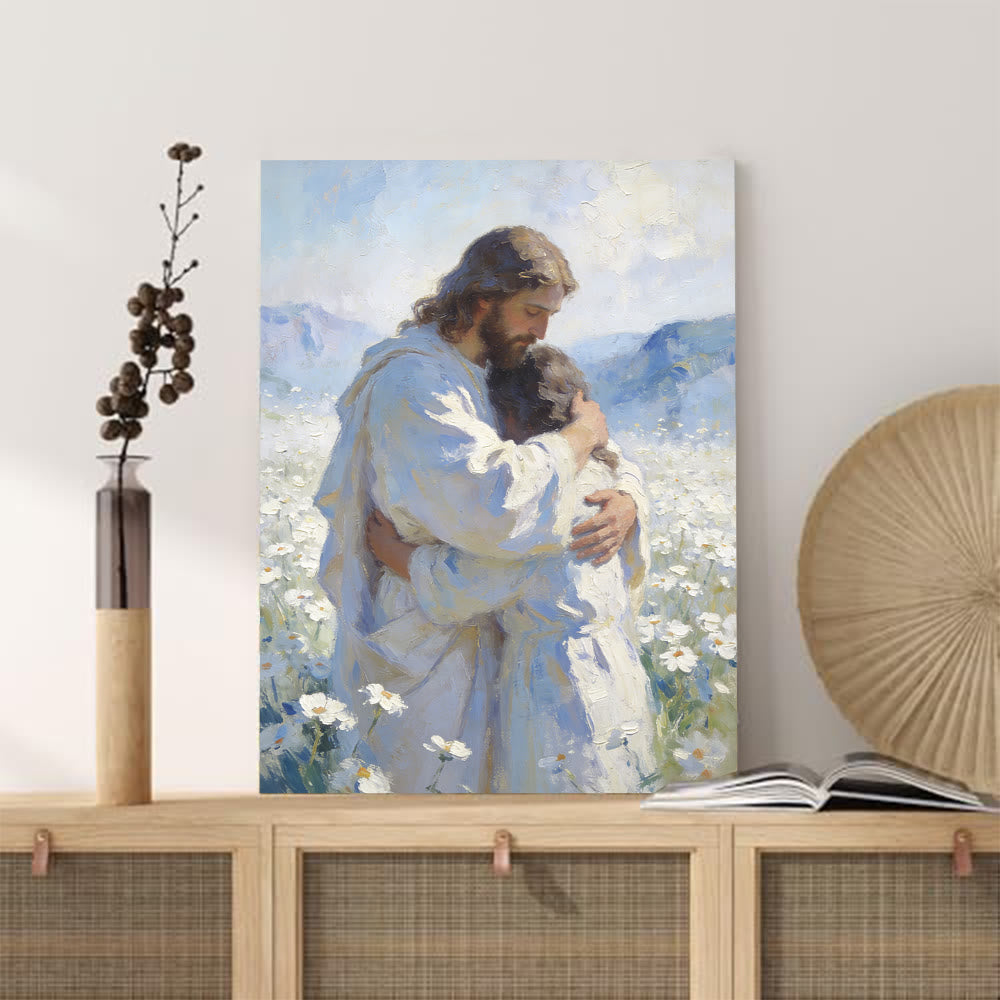 Christianartworkshop L'étreinte tendre de Jésus dans un champ de fleurs - Affiche murale : Un rappel visuel de son amour inconditionnel - image 5