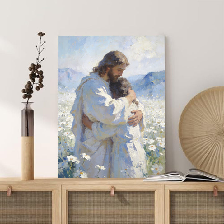 Christianartworkshop L'étreinte tendre de Jésus dans un champ de fleurs - Affiche murale : Un rappel visuel de son amour inconditionnel - image 5