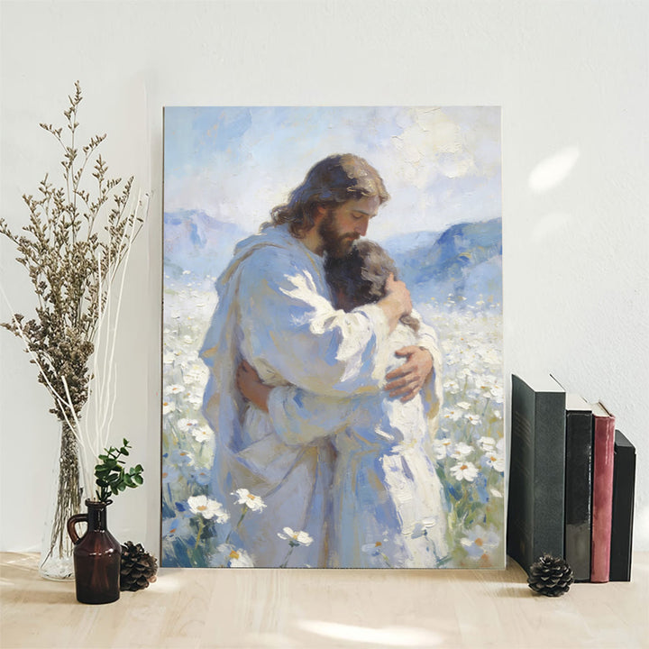 Christianartworkshop L'étreinte tendre de Jésus dans un champ de fleurs - Affiche murale : Un rappel visuel de son amour inconditionnel - image 7