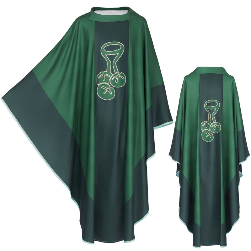 Christianartworkshop Chasuble symbolique multicolore avec calice doré - Éléments de l'hostie - Vert - XL - image 0