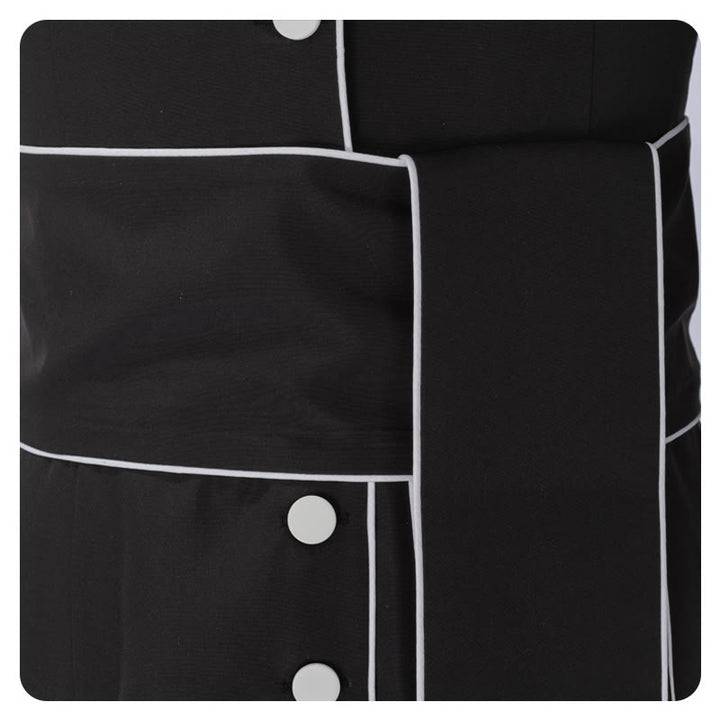 Christianartworkshop Robe de clergé cérémonielle noire et blanche à col montant avec ceinture et motifs de croix - image 8