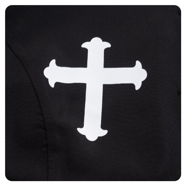 Christianartworkshop Robe de clergé cérémonielle noire et blanche à col montant avec ceinture et motifs de croix - image 9