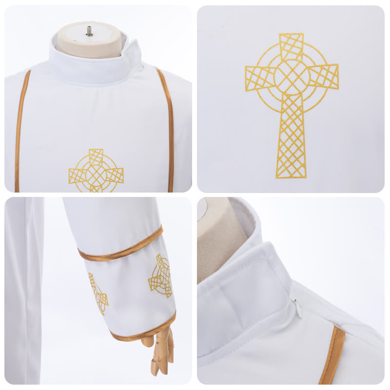 Christianartworkshop - Robe de clergé en soutane blanche multi-styles : Idéale pour le culte et les rituels religieux - image 8