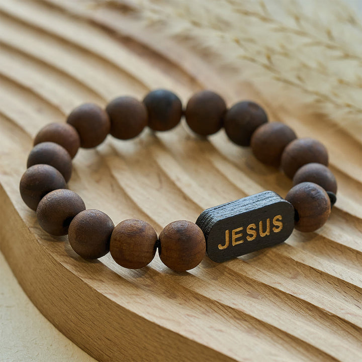 Christianartworkshop Bracelet en bois Jésus Bijoux Cadeaux - image 2