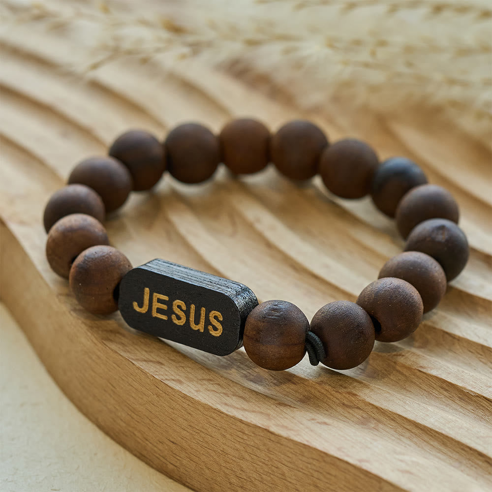 Christianartworkshop Bracelet en bois Jésus Bijoux Cadeaux - image 3