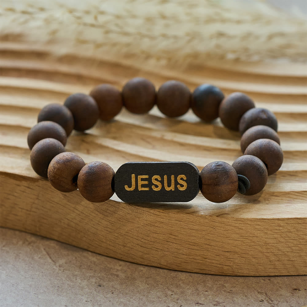 Christianartworkshop Bracelet en bois Jésus Bijoux Cadeaux - image 1