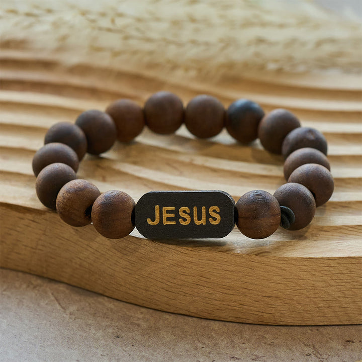 Christianartworkshop Bracelet en bois Jésus Bijoux Cadeaux - image 1
