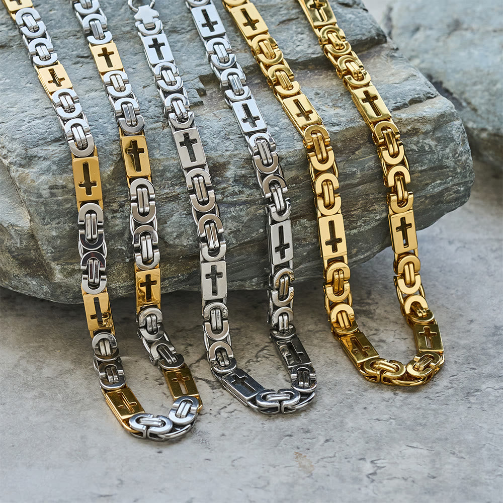 Christianartworkshop Collier et bracelet à chaîne ornés d'une croix tricolore : une affirmation de foi audacieuse - image 0