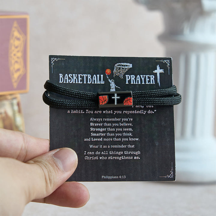 Bracelet en paracorde avec croix Christianartworkshop pour basketball, football et baseball : Compagnon de foi et de sport - Basket-ball - image 0