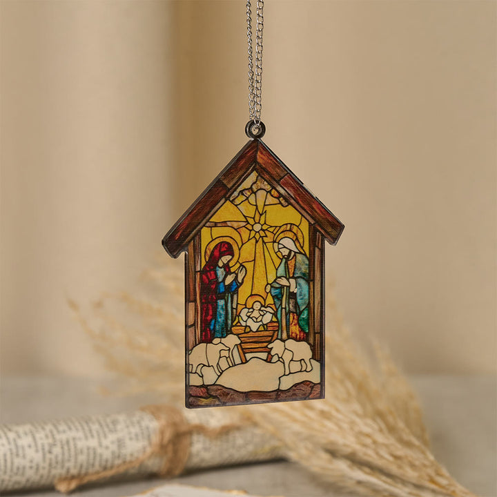 Décoration de crèche « Lumière qui guide » de Christianartworkshop : Un rappel portable de la grâce des fêtes - D - 30 cm - image 6