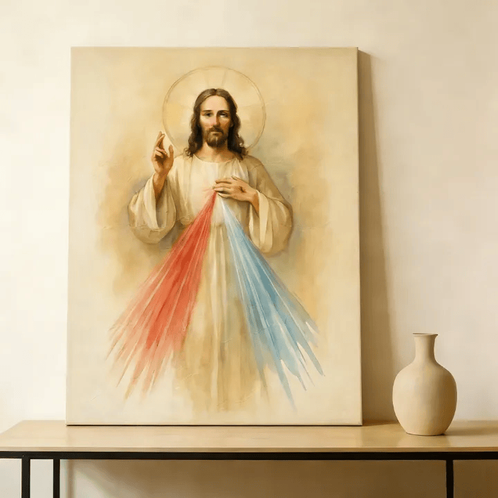 Christianartworkshop Affiche murale « La Miséricorde Divine » de Jésus : Rayons de compassion et de paix pour votre sanctuaire domestique - image 0