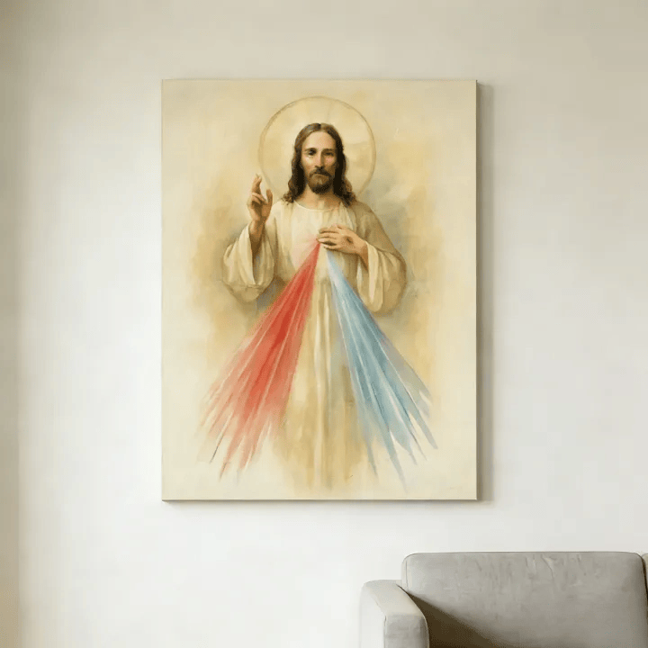 Christianartworkshop Affiche murale « La Miséricorde Divine » de Jésus : Rayons de compassion et de paix pour votre sanctuaire domestique - image 2