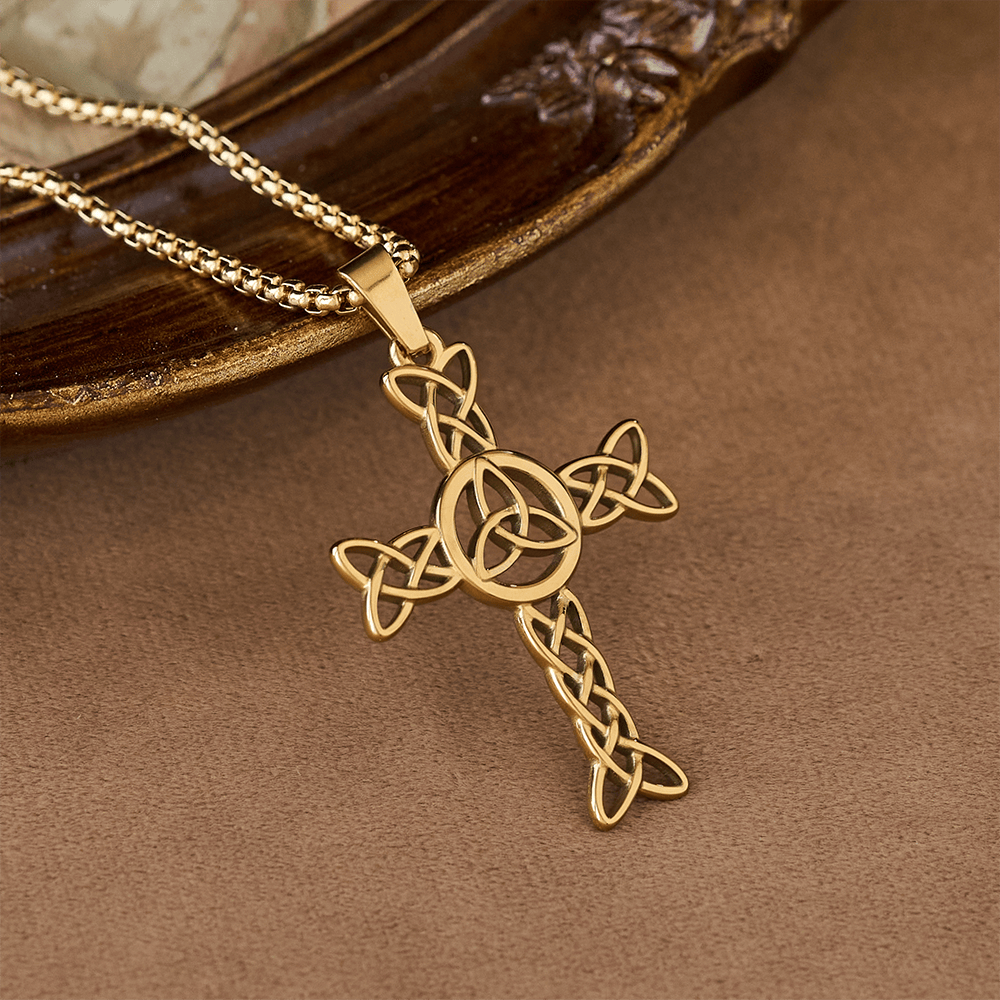 Christianartworkshop Croix irlandaise de Saint Patrick : un rappel tactile de la foi pour les routines quotidiennes - Doré - image 1