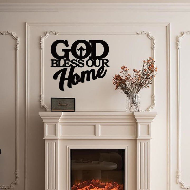 Christianartworkshop Décoration murale en métal « Que Dieu bénisse notre foyer » : un symbole de foi élégant pour la décoration intérieure - image 2