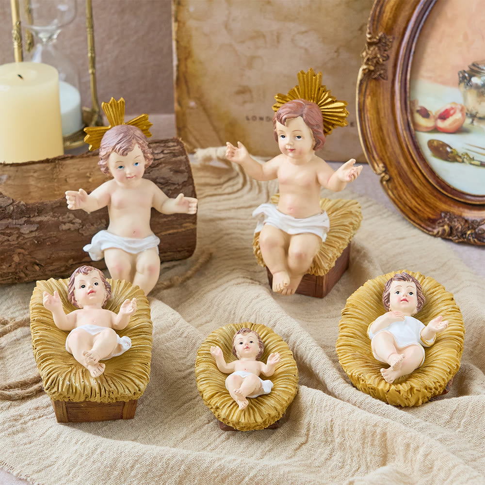 Christianartworkshop Collection de figurines réalistes de l'Enfant Jésus dans une crèche : un symbole du miracle sacré de la naissance - image 1