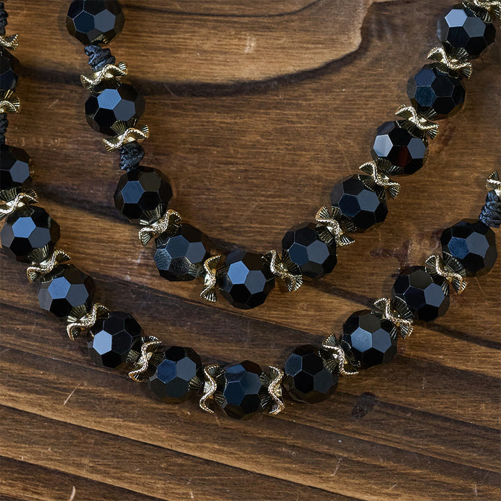 Christianartworkshop Chapelet élégant en verre noir facetté avec croix en émail rouge de la Vierge Marie - image 7