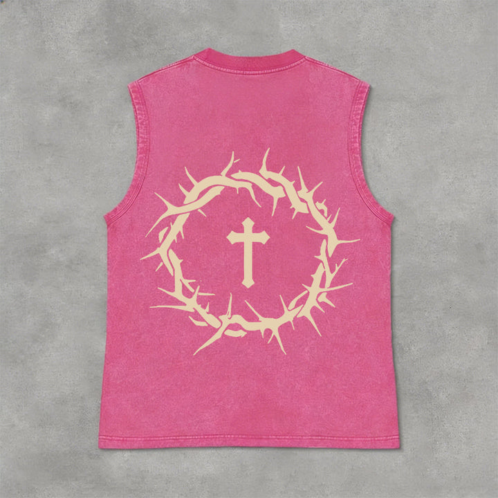 Christianartworkshop Débardeur unisexe délavé « La foi plutôt que la peur » Couronne d'épines - image 2