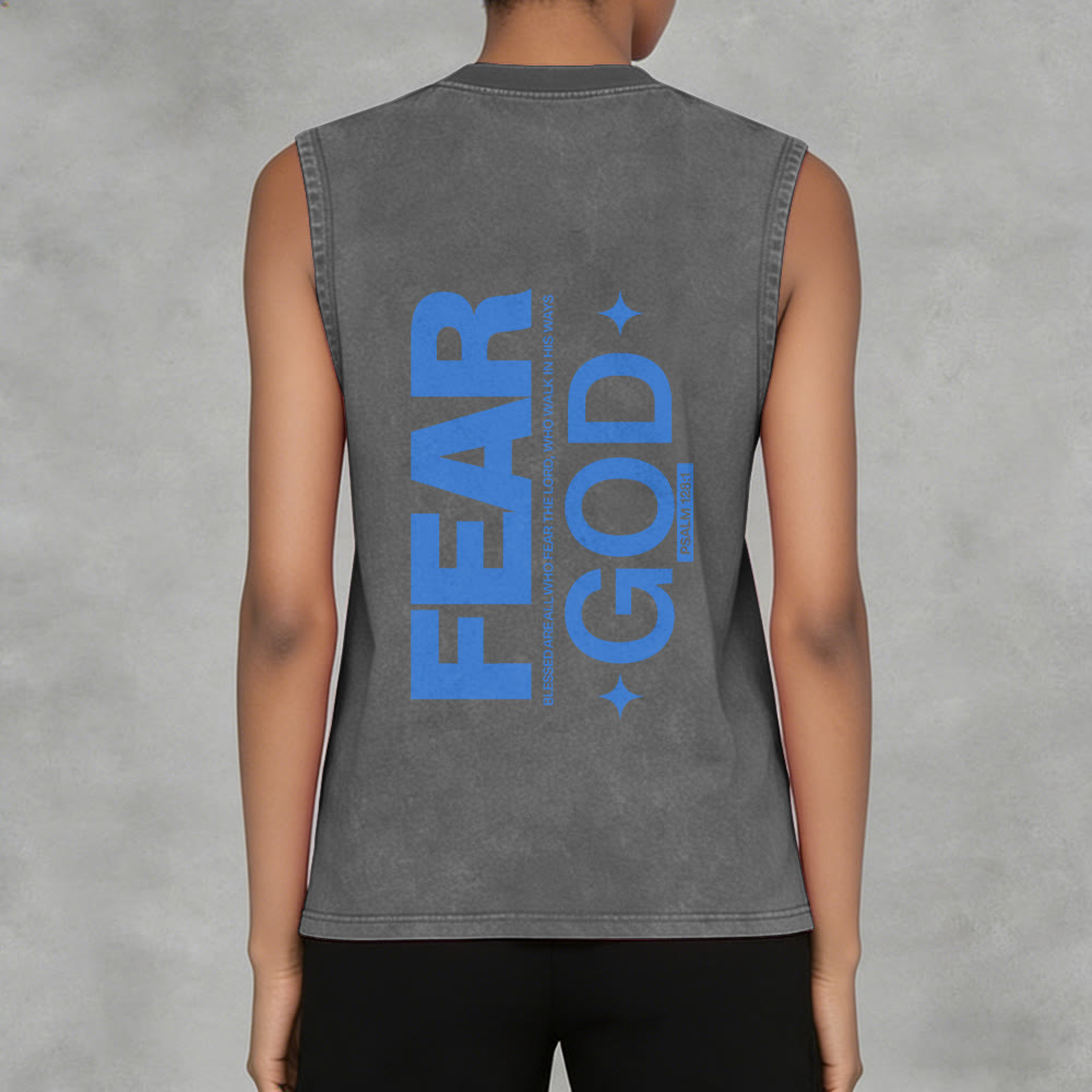 Débardeur unisexe délavé Christianartworkshop « Craignez Dieu » Psaume 128:1 - image 7