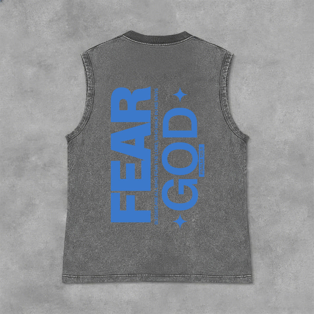 Débardeur unisexe délavé Christianartworkshop « Craignez Dieu » Psaume 128:1 - Gris - 2XL - image 6