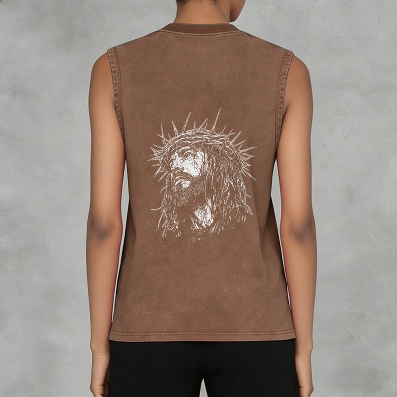 Christianartworkshop Jésus : Croquis de la Couronne d'Épines Débardeur unisexe délavé - image 33